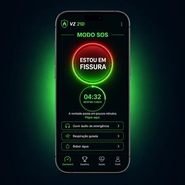 Botão SOS Anti-Recaída no app VZ 21D